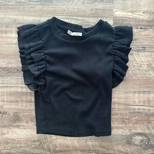 black ruffle zara top